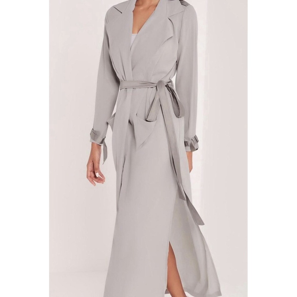 Carli Bybel x Missguided Glam Flowing Sheer Maxi Duster satin belt‎ Size 6 Robe